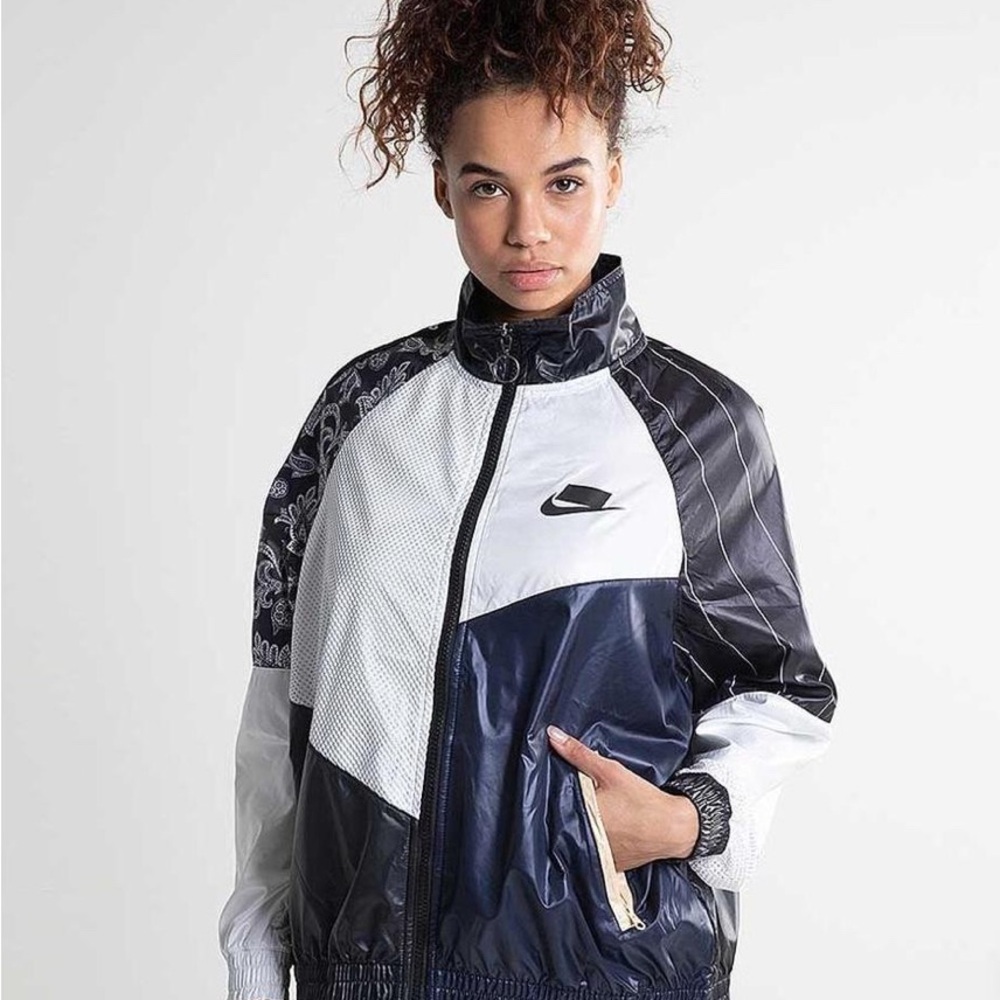 Nike Women's sportweat Patchwork Track Jacket Black,Blue,WhiteEdgy Streetwear